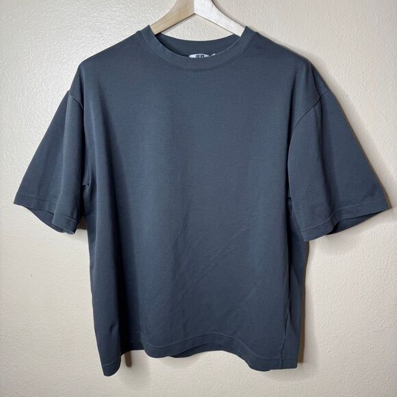 Uniqlo Shirt Mens XXL Gray Airism Crewneck Short Sleeve Cotton Blend Preppy - Picture 1 of 7